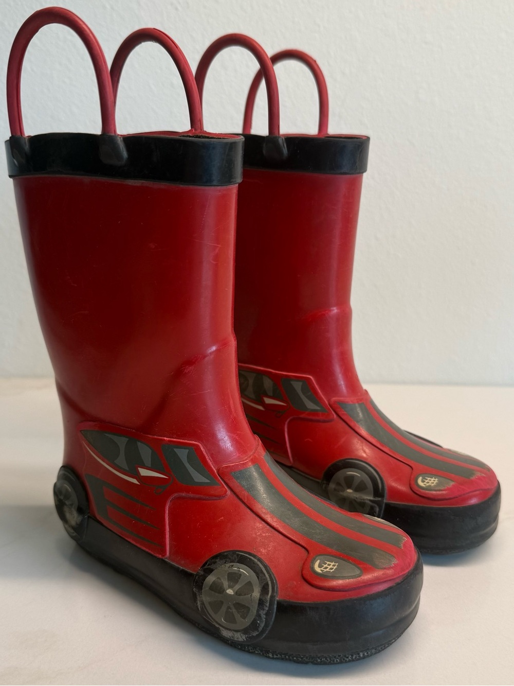 Cat & Jack Red Race Car Rain Boots Toddler Size 7 Waterproof